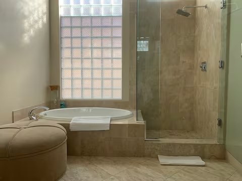 Primary master bathroom at The Mason Oasis luxury rental La Quinta