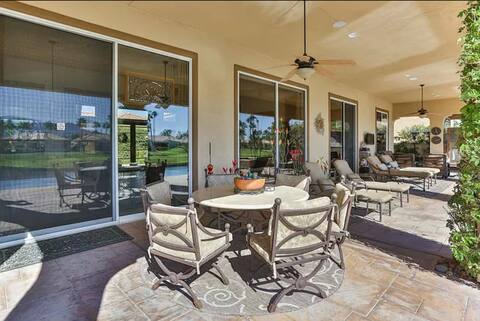 Outdoor patio dining at The Mason Oasis PGA West La Quinta