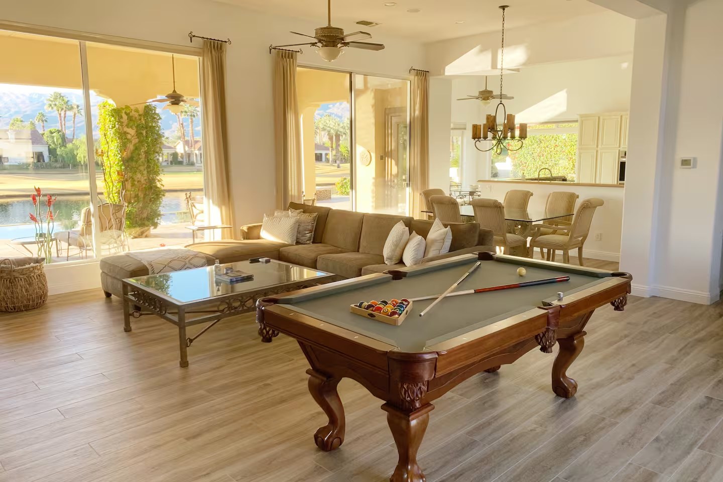 Pool table and wet bar at The Mason Oasis La Quinta